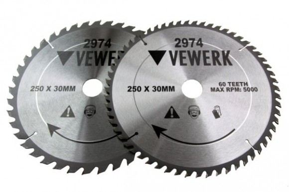 TCT cirkelzaagblad 250 mm 2-delig 40 + 60 tands